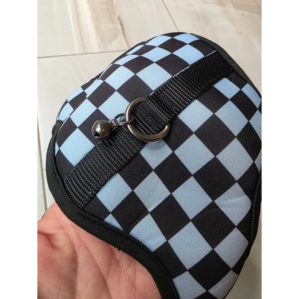 Blue and Black Checkered Mesh Cat Harness‎ Adjustable Small Pet Vest B2